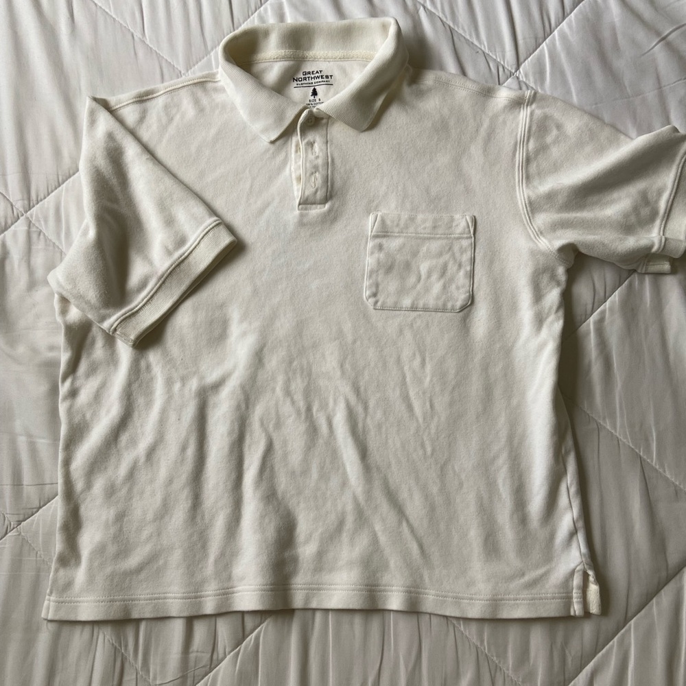 Great Northwest cream collared crop shirt